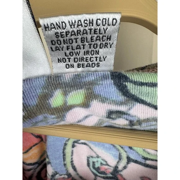 Y2K Take Two Clothing Co Embellished Floral Butterfly Top XL Colorful Beaded Tee - Picture 5 of 7